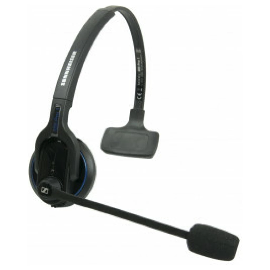 Et EPOS Sennheiser MB Pro 1 Mono trådløst headset med en justerbar mikrofonbom isoleret på en hvid baggrund.