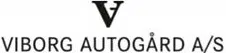 Logo for Viborg Autogård A/S, med et stiliseret "V" over firmanavnet i en serif-skrifttype med integreret telefonsystem-motiv.