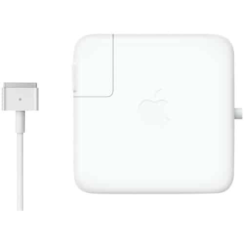 Apple MagSafe 2, 85W strømadapter isoleret på en hvid baggrund.