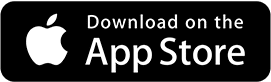 Apples app store-logo med en hvid æblesilhuet på sort baggrund med teksten "download på telefonsystemet" i hvid.