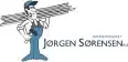 Logo af jørgen sørensen med en tegneserie-handyman med en oprullet metalskodde med firmanavnet nedenfor.