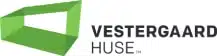Logo af vestergaard huse med grøn geometrisk form og firmanavn i sort tekst.