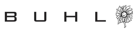 Billedet viser ordet "BUHL" med sorte store bogstaver på en hvid baggrund, med en margueritblomsttegning med et smilende ansigt i stedet for bogstavet "O", der smart ligner et ikon for et innovativt telefonsystem.