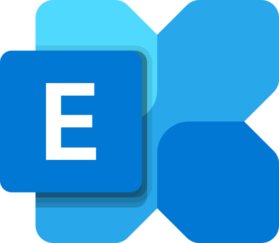 Blå og turkis abstrakt design med et hvidt "E" på en blå rektangulær form i forgrunden.